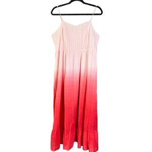 Ces‎ Femme Ombre Cotton Maxi Dress L Pink Romantic Cottagecore Flowy Feminine